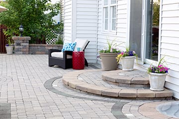 Brick steps, brick patio, and brick path.