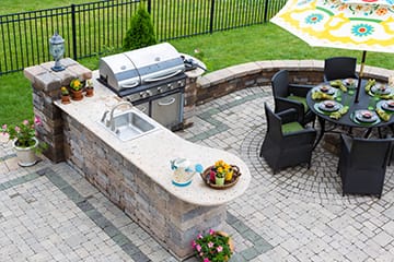 Outdoor kitchen stone work.